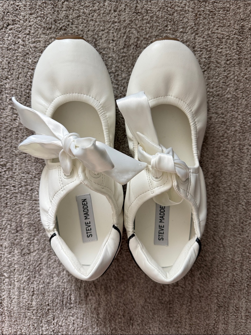 Steve Madden White Satin Ribbon Tie Ballet Sneakers